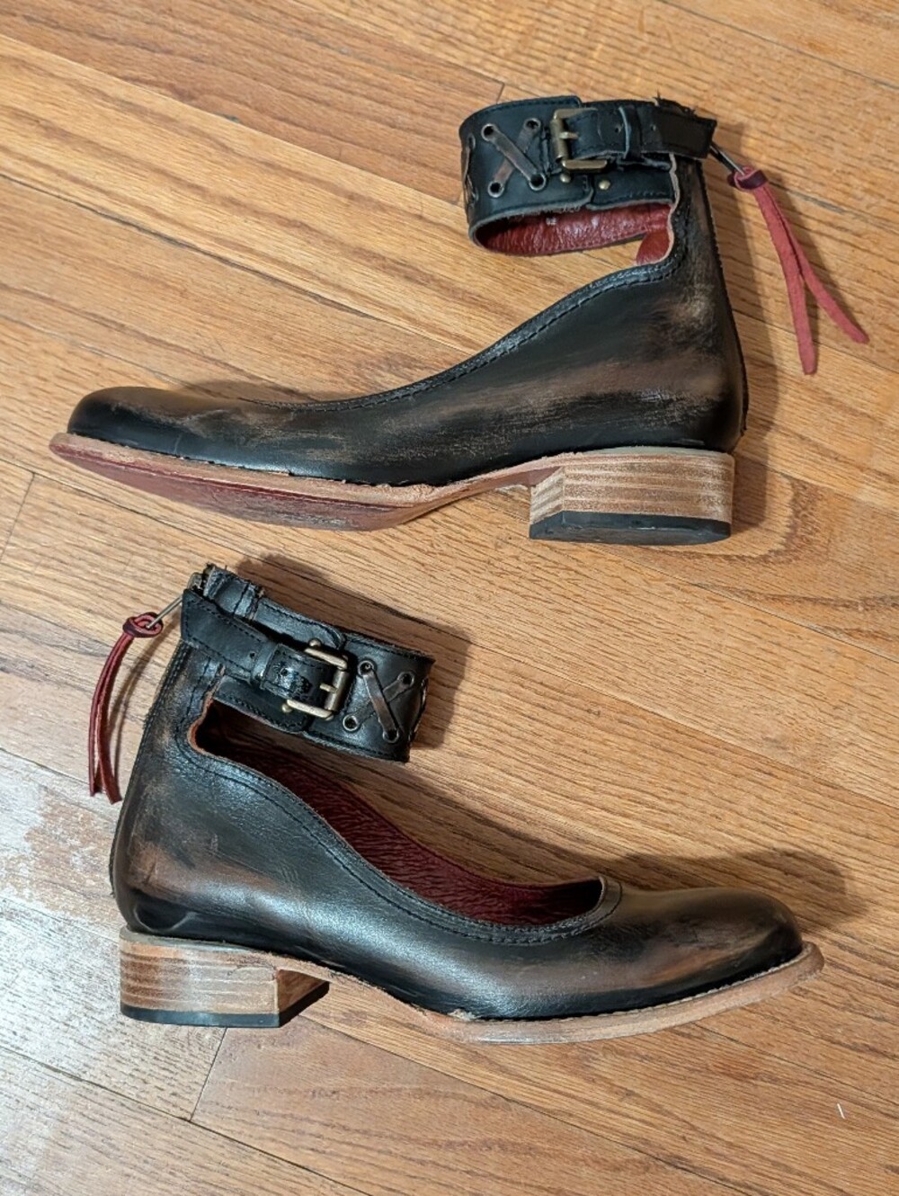 Freebird Moana Deep Brown Black Ankle Zip Flats - Picture 3 of 9